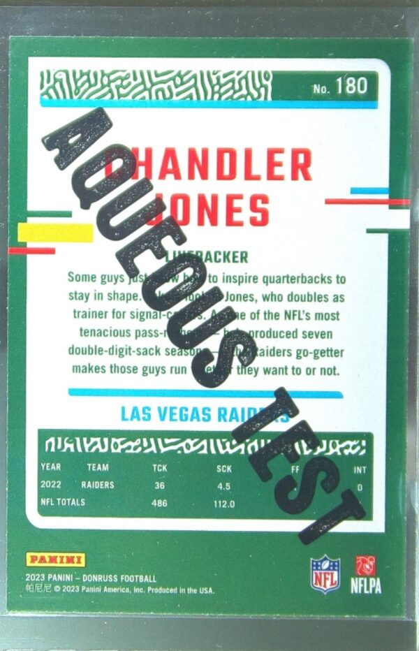 2023 Donruss Chandler Jones #180 Raiders - Image 3