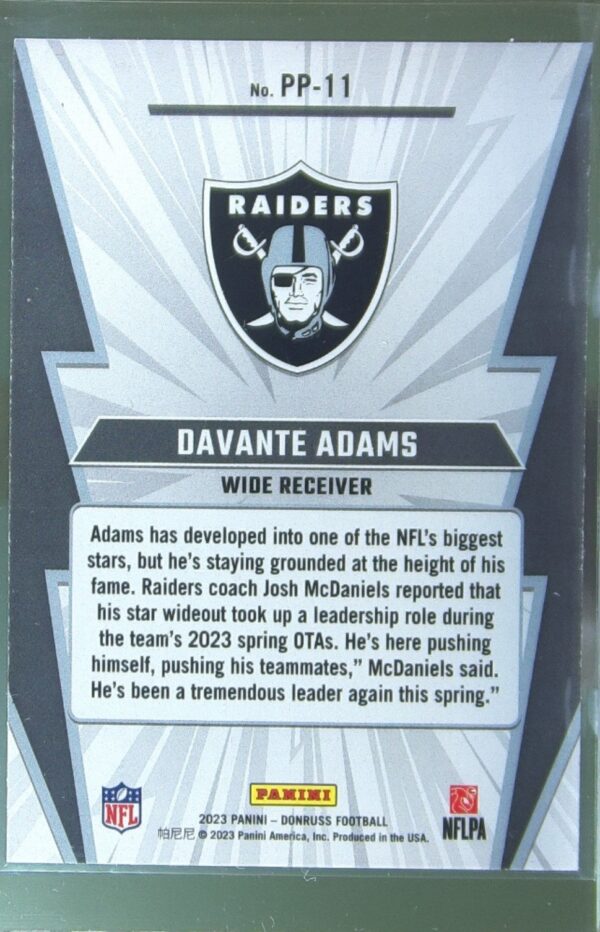2023 Donruss Davante Adams #PP-11 Raiders Power Plus - Image 3