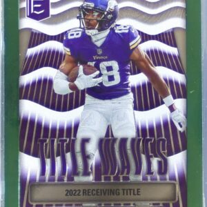 2023 Donruss Elite Justin Jefferson #TW-5 Vikings Title Waves Green