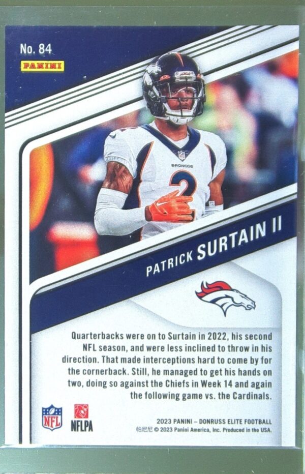 2023 Donruss Elite Patrick Surtain II Status Explosion /625 #84 Broncos - Image 3
