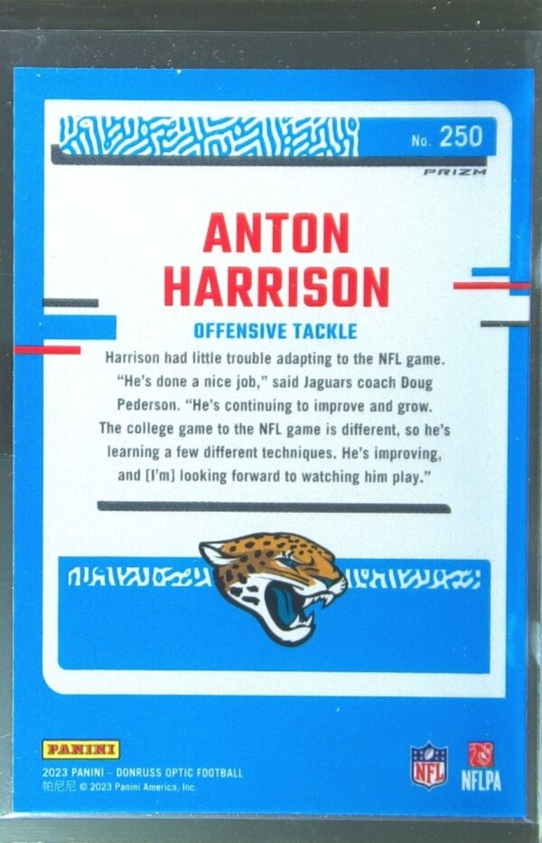 2023 Donruss Optic Anton Harrison Red Hyper RC #250 Jaguars - Image 3