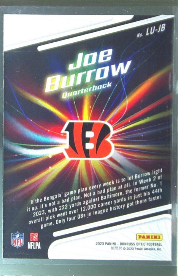 2023 Donruss Optic Joe Burrow #LU-JB Bengals Light It Up! - Image 3