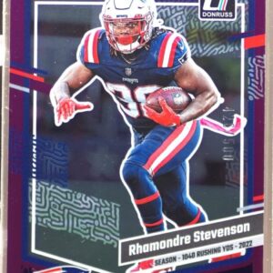 2023 Donruss Rhamondre Stevenson Season Stat Line /500 #209 Patriots