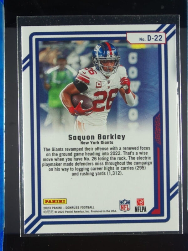 2023 Donruss Saquon Barkley #D-22 Giants Dominators - Image 3