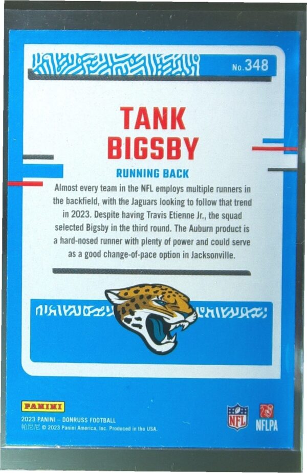 2023 Donruss Tank Bigsby RC #348 Jaguars - Image 3