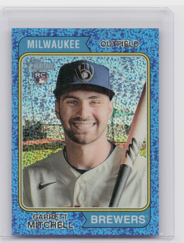 2023 Heritage Garrett Mitchell Chrome Blue Sparkle Refractor #95 Brewers