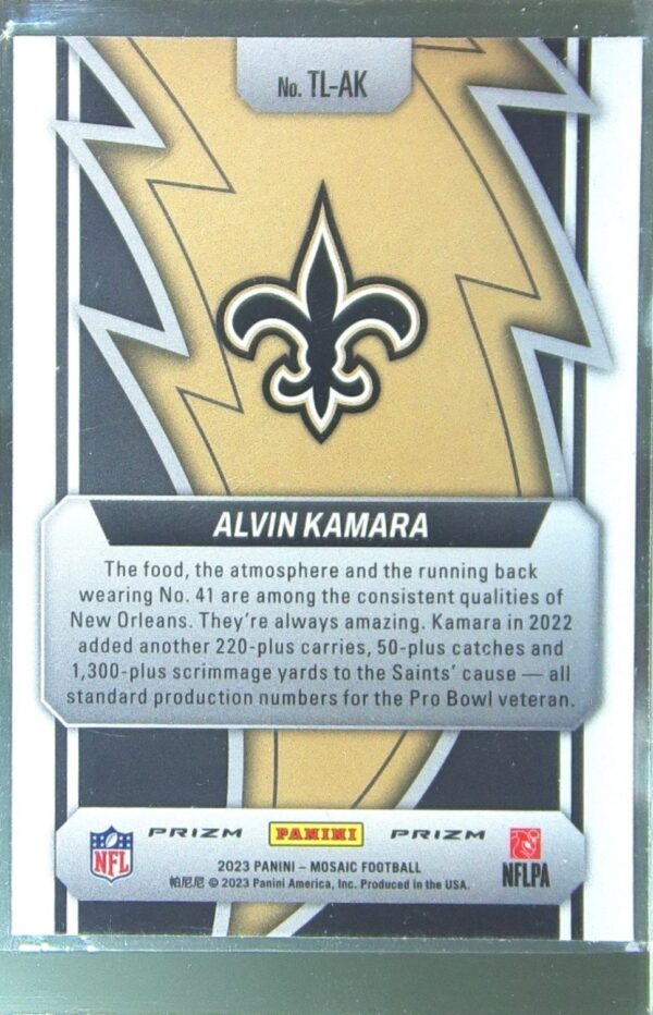 2023 Mosaic Alvin Kamara #TL-AK Saints Thunder Lane Mosaic Green - Image 3