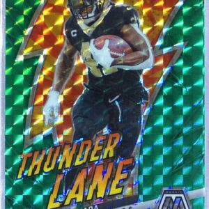 2023 Mosaic Alvin Kamara #TL-AK Saints Thunder Lane Mosaic Green