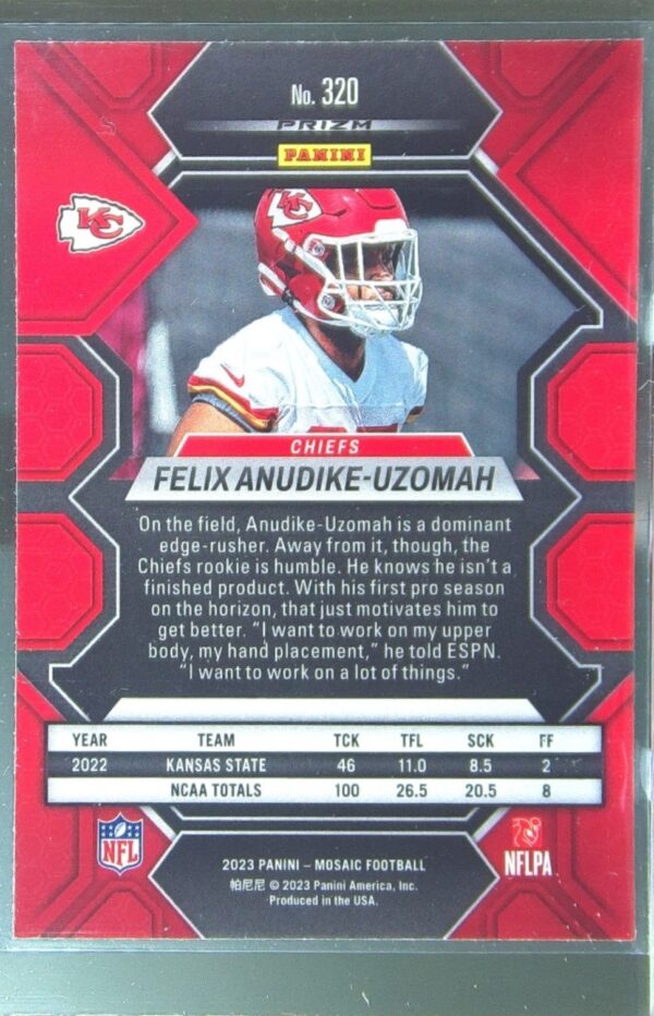2023 Mosaic Felix Anudike-Uzomah Reactive Blue Mosaic #320 Chiefs - Image 3