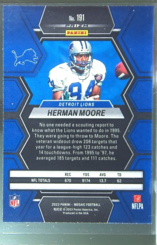 2023 Mosaic Herman Moore Silver #191 Lions - Image 3