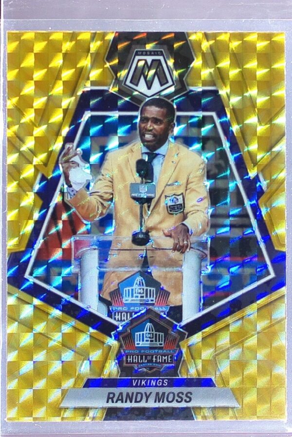 2023 Mosaic Randy Moss Hall of Fame HOF Reactive Yellow Mosaic #278 Vikings