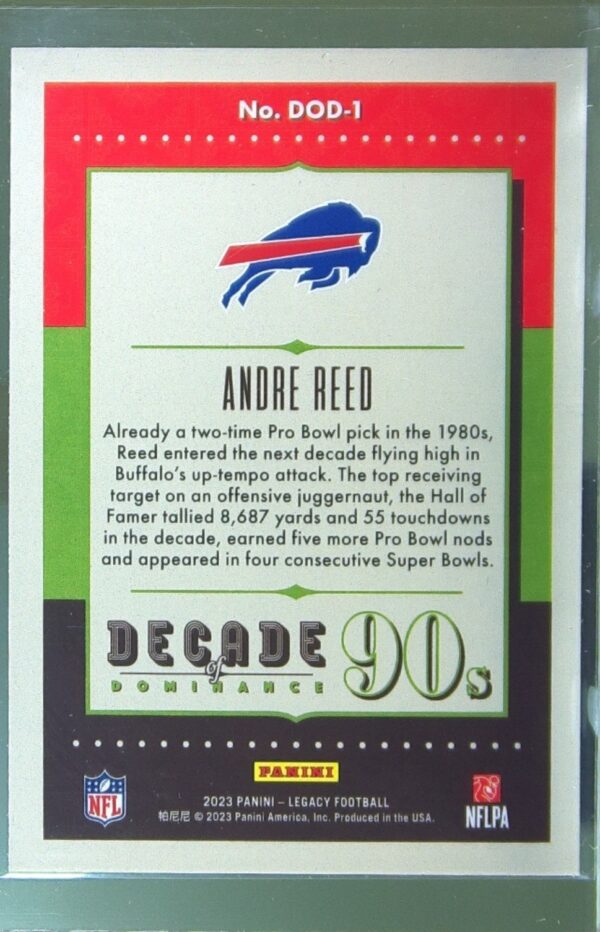 2023 Panini Legacy Andre Reed #DOD-1 Bills Decade of Dominance - Image 3