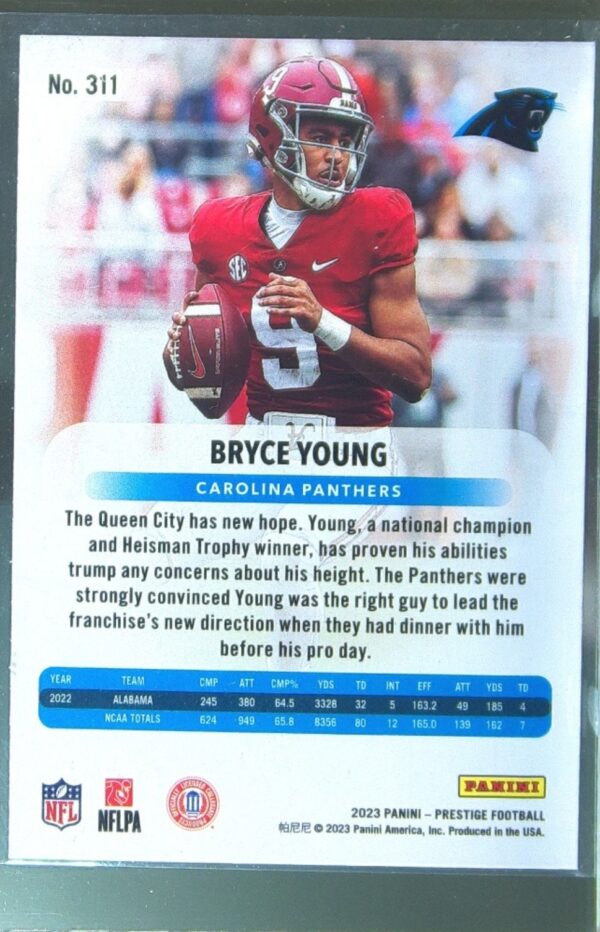 2023 Panini Prestige Bryce Young RC #311 Panthers - Image 3