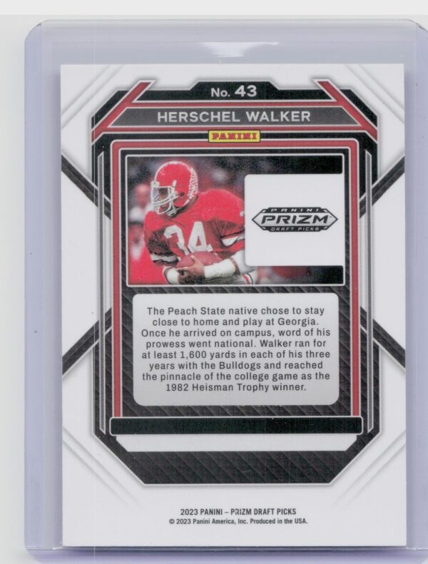 2023 Panini Prizm Draft Picks Herschel Walker #43 Bulldogs - Image 3