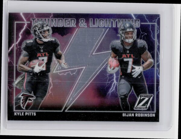 2023 Panini Zenith Bijan Robinson / Kyle Pitts Thunder and Lightning #1 Falcons