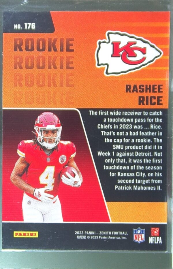 2023 Panini Zenith Rashee Rice Retail RC #176 Chiefs - Image 3