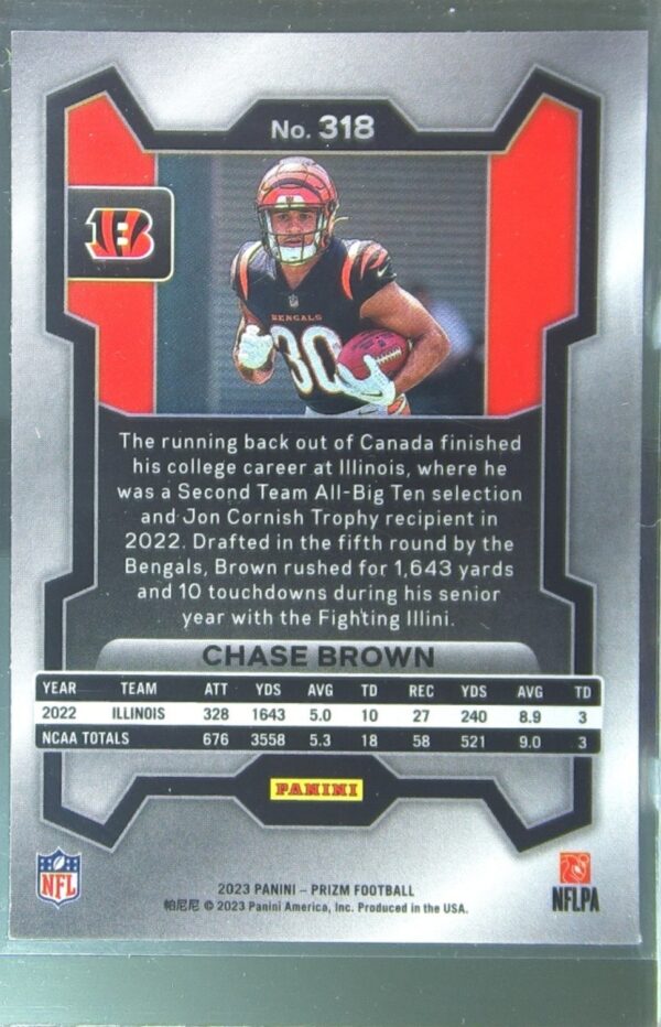 2023 Prizm Chase Brown RC #318 Bengals - Image 3