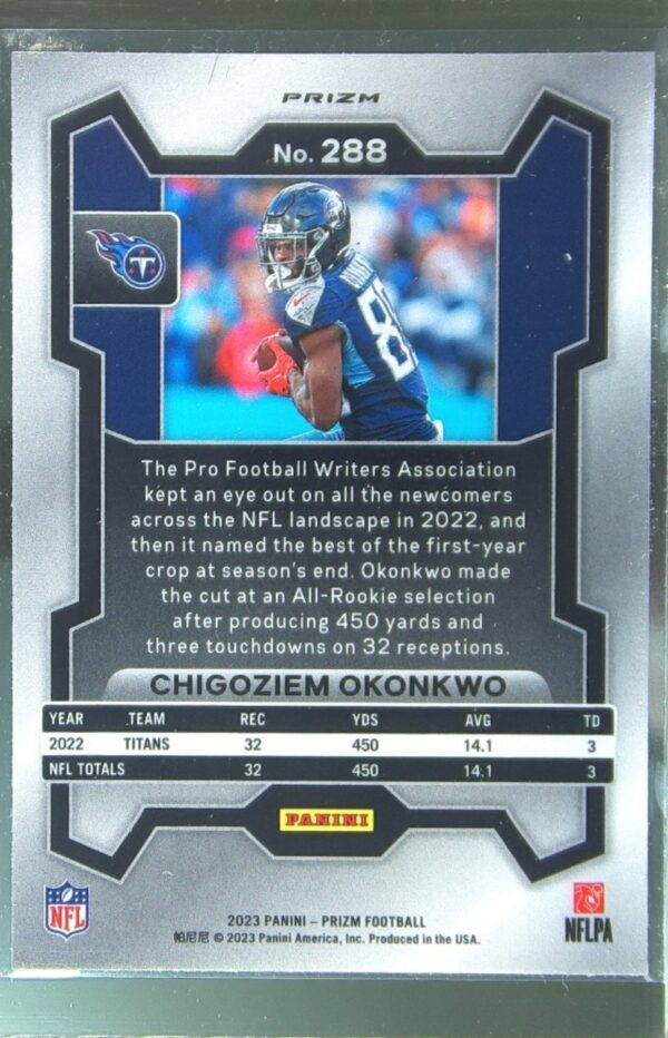 2023 Prizm Chigoziem Okonkwo Silver #288 Titans - Image 3
