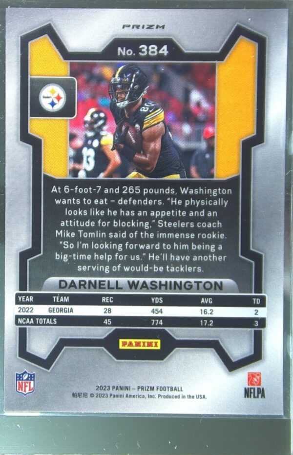 2023 Prizm Darnell Washington Green Wave RC #384 Steelers - Image 3