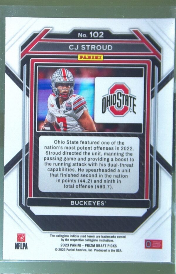2023 Prizm Draft Picks C.J. Stroud RC #102 Buckeyes - Image 3