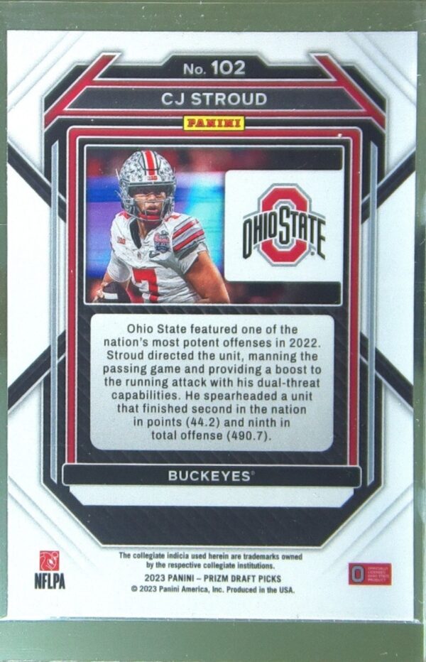 2023 Prizm Draft Picks C.J. Stroud RC #102 Buckeyes - Image 3