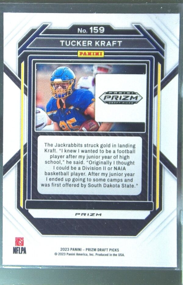 2023 Prizm Draft Picks Tucker Kraft Prizms Green RC #159 Jackrabbits - Image 3