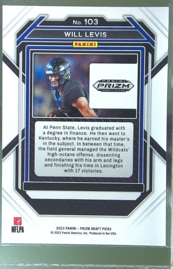 2023 Prizm Draft Picks Will Levis RC #103 Wildcats - Image 3