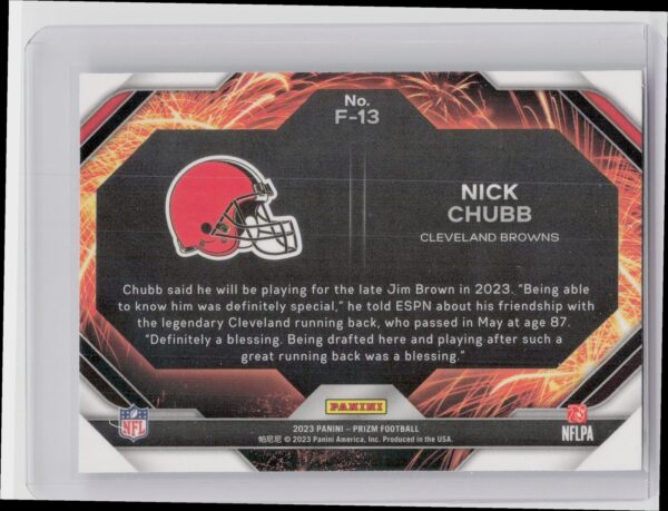 2023 Prizm Nick Chubb Fireworks  #F-13 Browns - Image 3