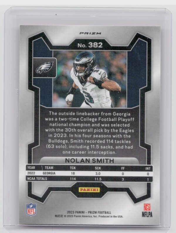 2023 Prizm Nolan Smith Disco RC #382 Eagles - Image 3
