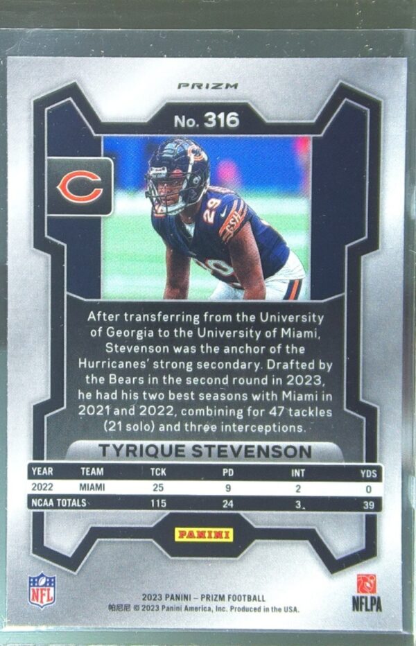 2023 Prizm Tyrique Stevenson Orange Disco RC #316 Bears - Image 3