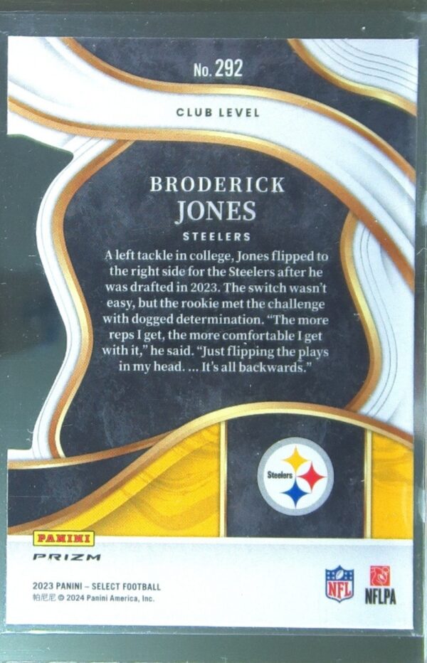 2023 Select Broderick Jones Red and Yellow Prizms Die Cuts RC #292 Steelers - Image 3