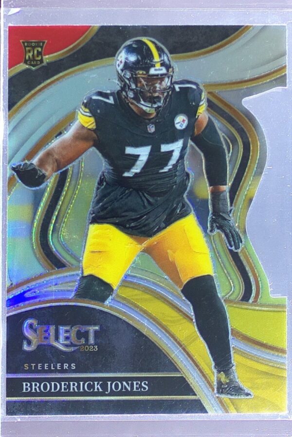 2023 Select Broderick Jones Red and Yellow Prizms Die Cuts RC #292 Steelers
