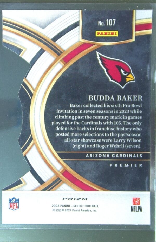 2023 Select Budda Baker Red and Yellow Prizms Die Cuts #107 Cardinals - Image 3