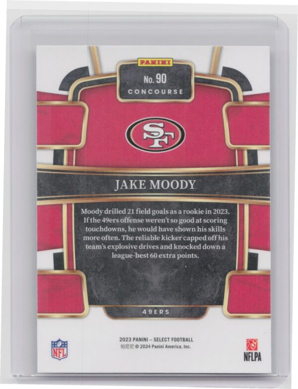2023 Select Jake Moody RC #90 49ers - Image 3