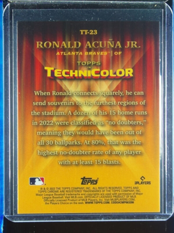 2023 Topps Chrome Ronald Acuna Jr. #TT-23 Braves Topps in Technicolor - Image 3