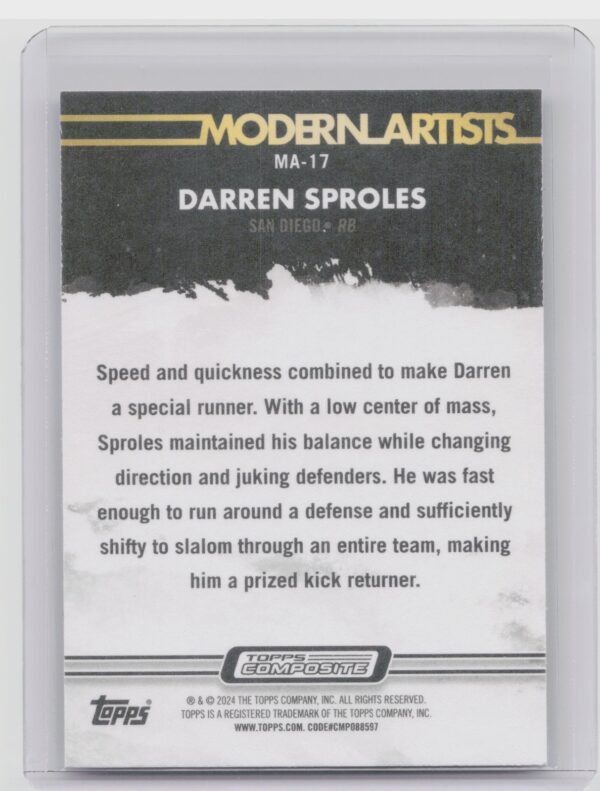 2023 Topps Composite Darren Sproles #MA-17 Chargers Modern Artists - Image 3