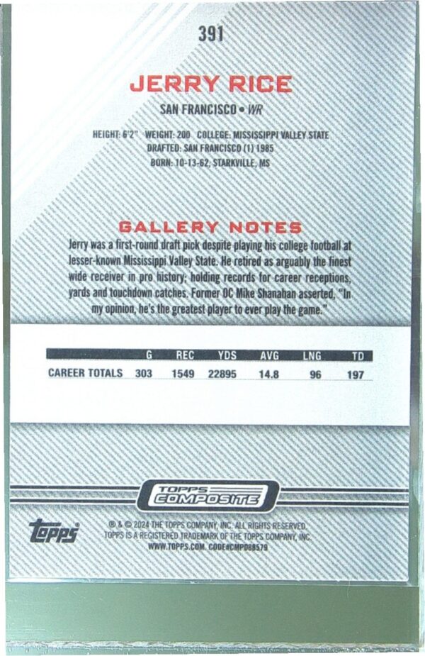 2023 Topps Composite Gallery Jerry Rice #391 49ers - Image 3
