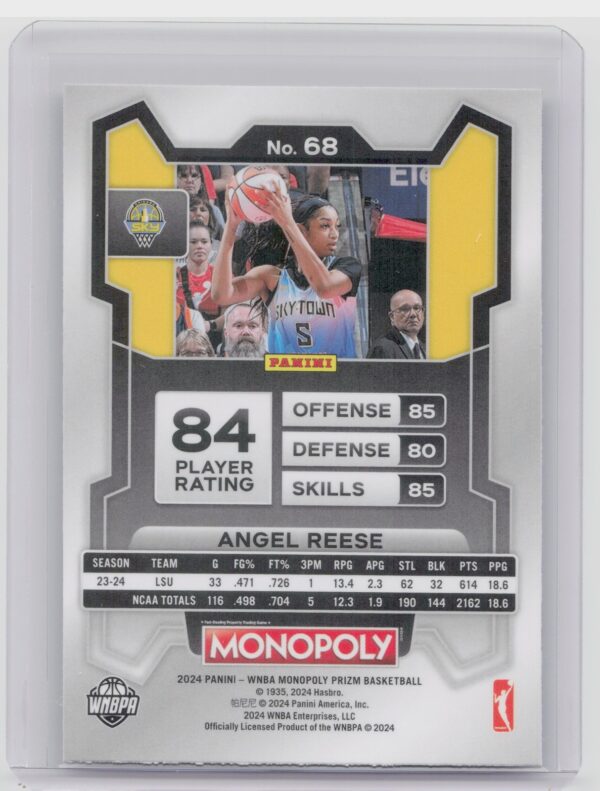 2024-25 Panini Prizm Monopoly WNBA Angel Reese RC 68 Sky - Image 3