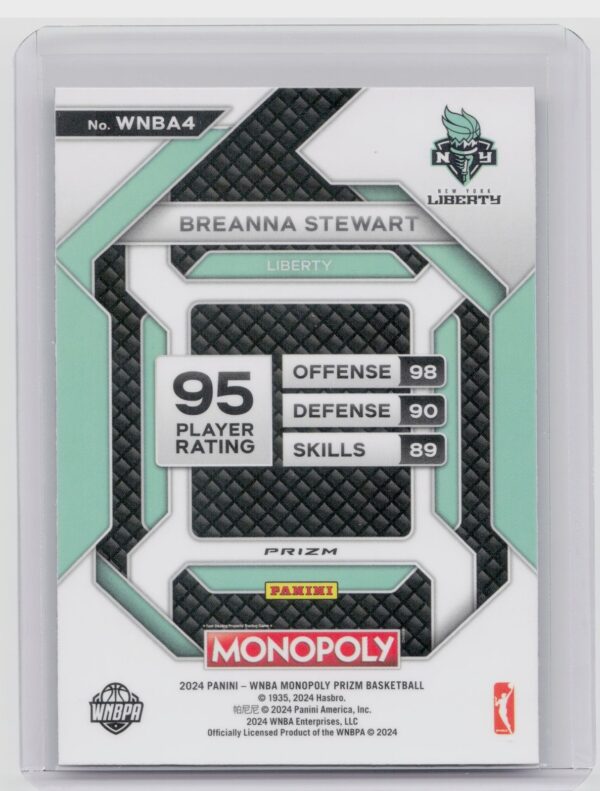 2024-25 Panini Prizm Monopoly WNBA Breanna Stewart WNBA4 Liberty All Star Silver - Image 3
