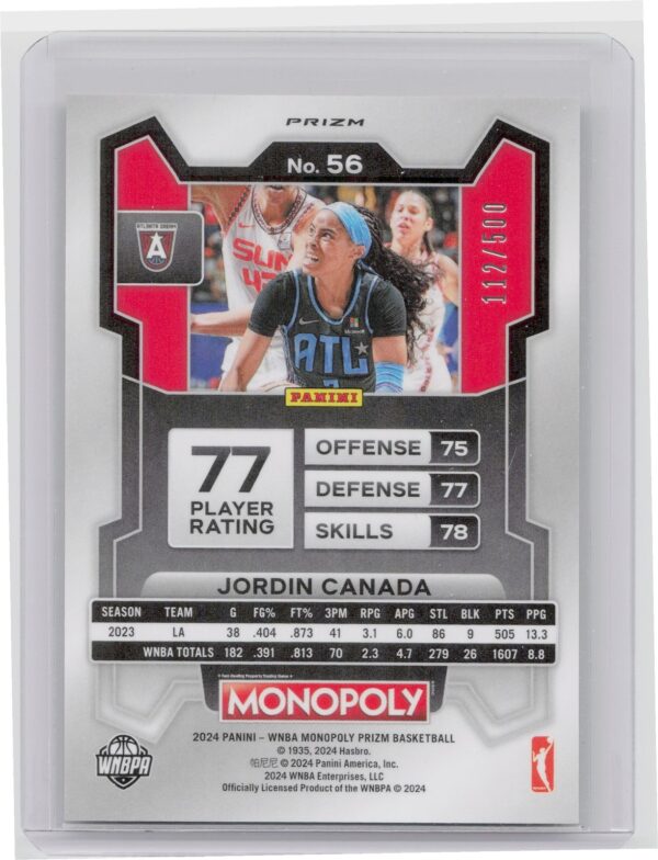 2024-25 Panini Prizm Monopoly WNBA Jordin Canada Gold Millionaire Shimmer /500 5 - Image 3