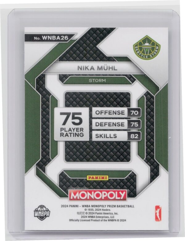 2024-25 Panini Prizm Monopoly WNBA Nika Mühl RC WNBA26 Storm All Star - Image 3