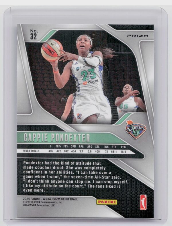 2024-25 Panini Prizm WNBA Cappie Pondexter Ice Prizms #32 Liberty - Image 3