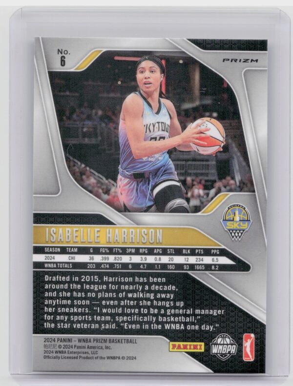 2024-25 Panini Prizm WNBA Isabelle Harrison Ice Prizms #6 Sky - Image 3