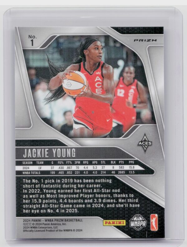 2024-25 Panini Prizm WNBA Jackie Young Blue Velocity Prizms #1 Aces - Image 3