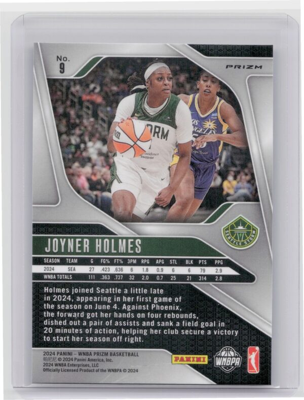2024-25 Panini Prizm WNBA Joyner Holmes Ice Prizms #9 Storm - Image 3
