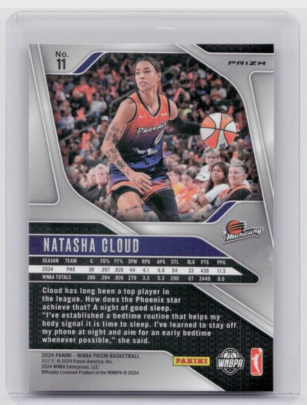 2024-25 Panini Prizm WNBA Natasha Cloud Blue Velocity Prizms #11 Mercury - Image 3