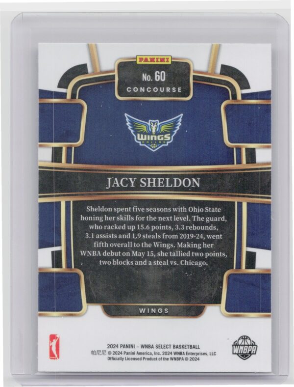 2024-25 Panini Select WNBA Jacy Sheldon RC 60 Wings - Image 3