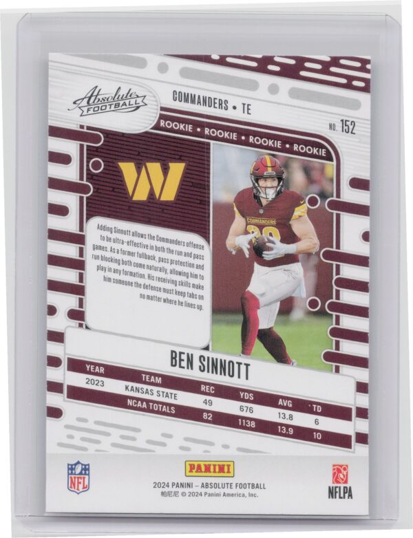 2024 Absolute Ben Sinnott Red and Blue RC 152 Commanders - Image 3