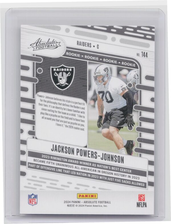 2024 Absolute Jackson Powers-Johnson Red and Blue RC 144 Raiders - Image 3