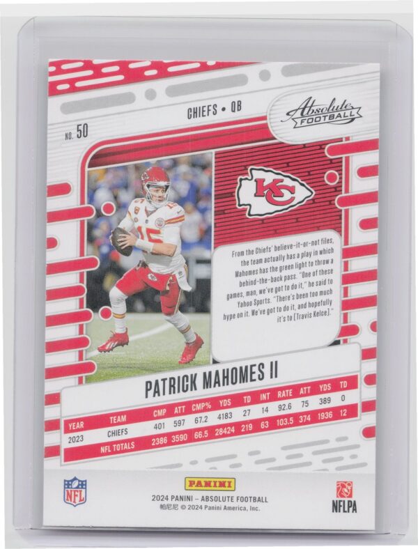 2024 Absolute Patrick Mahomes II Red and Blue #50 Chiefs - Image 3